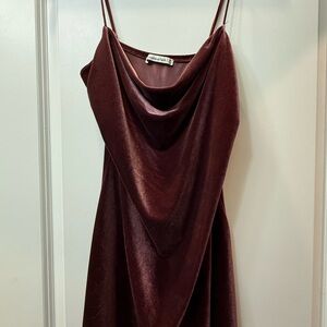 Abercrombie & Fitch Burgundy Velvet Cowl Neck Mini Dress